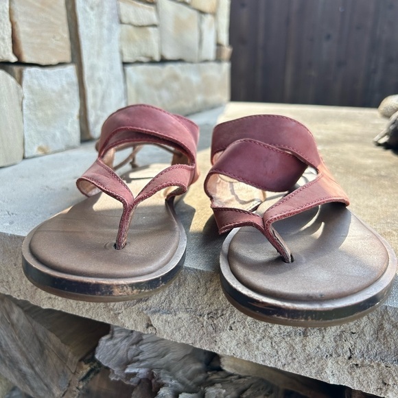 Sanuk Mariposa Yoga leather sandal with heel tie laces Sz-7. D - Picture 5 of 13